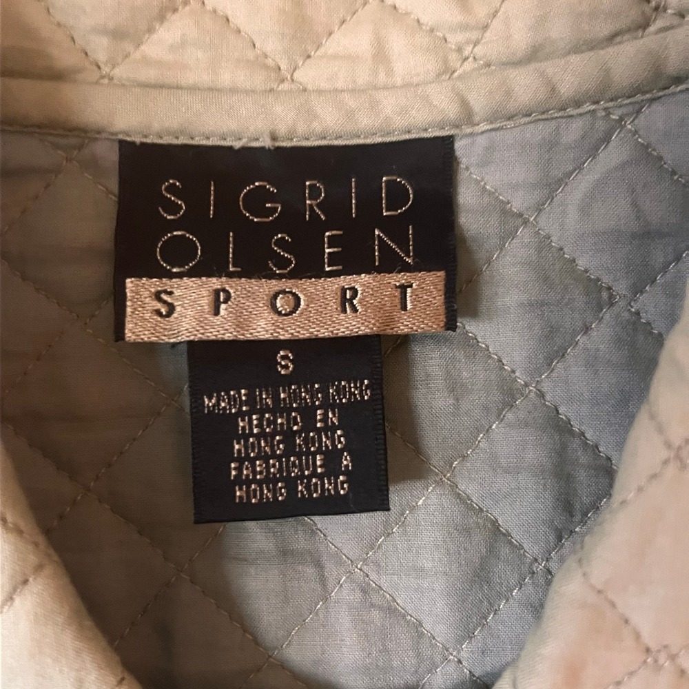 Vintage Sigrid Olsen Sport Quilted Green Button Up minimalist Y2K Size Small - Picture 10 of 10